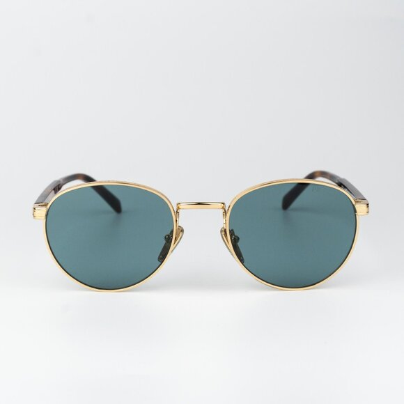 Prada Women Sunglasses Gold Lago Round PRB51S 5AK40K NEW AUTHENTIC - Picture 1 of 12